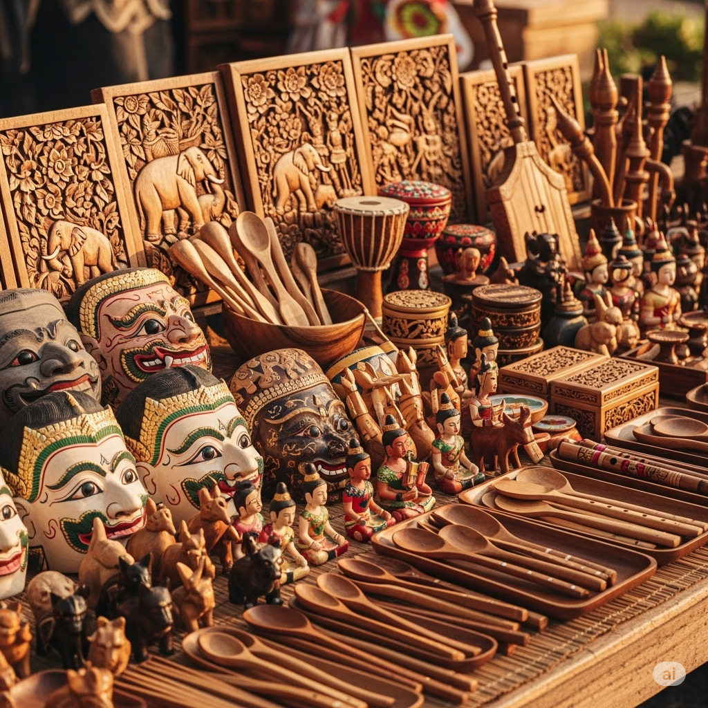 Rattan lamp and linen throw