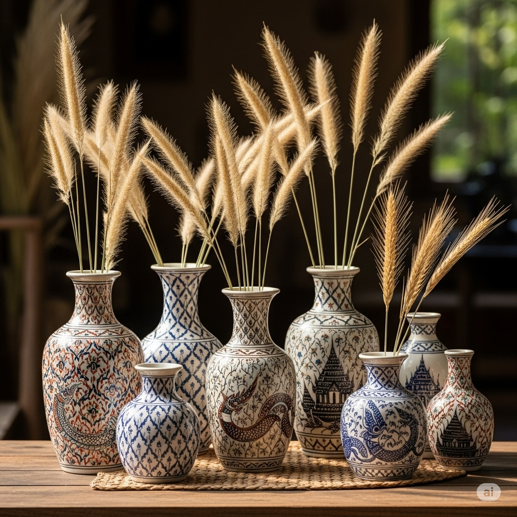 Rattan chairs and neutral textiles